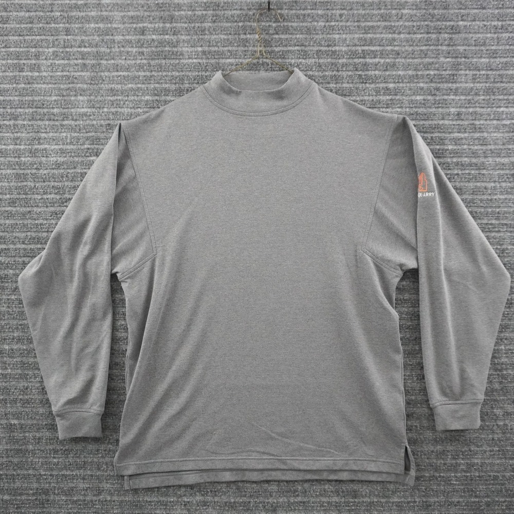 FootJoy Mock Neck Golf Shirt Mens Medium Gray Oak Quarry Long Sleeve